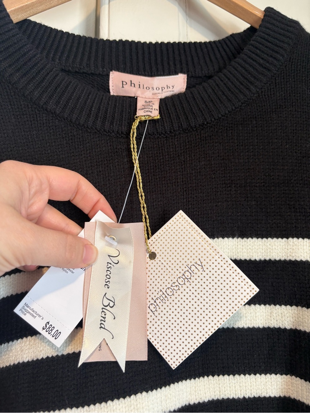 Philosophy Black and White Pullover Sweater - Picture 3 of 3